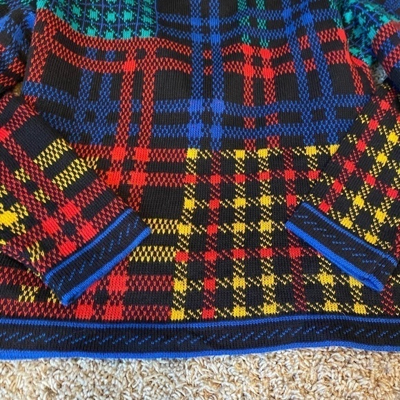 VINTAGE TOFFS size medium cotton blend colorful striped sweater round ne… - Picture 6 of 8